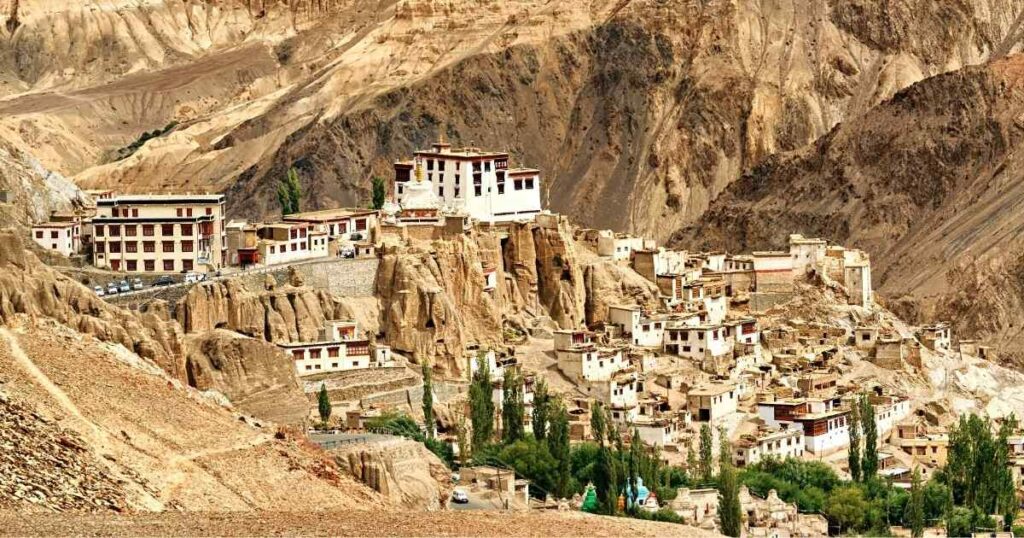 Lamayuru Monastery overlooking moonland terrain