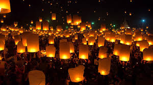 Lantern release during Yi Peng festival in Chiang Mai