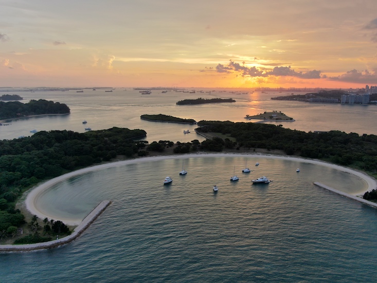 Lazarus Island beach panorama in Singapore