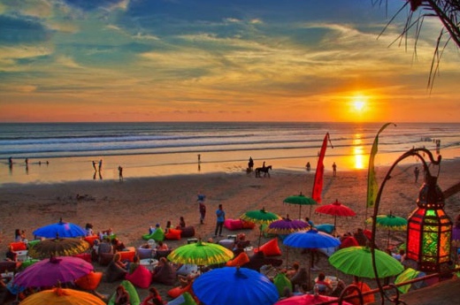 Stunning sunset at Legian Beach