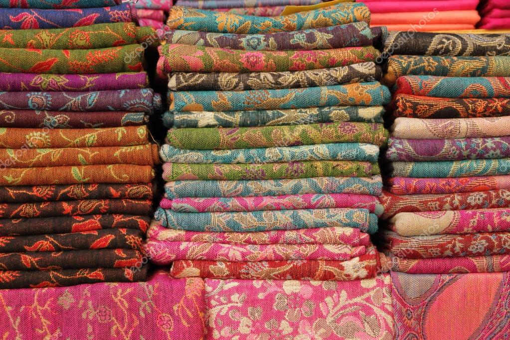 Pashmina shawls display