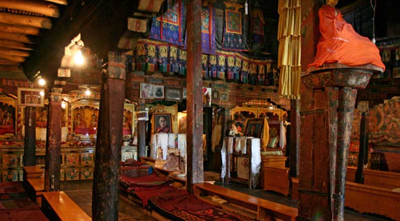 Interior corridor and historic walls inside Leh Palace