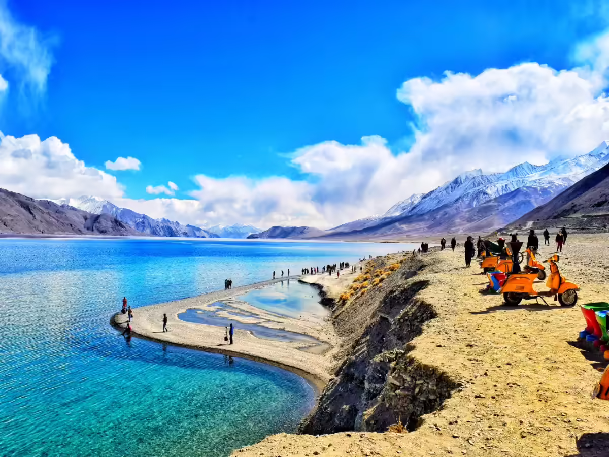 Pangong Lake during bike trip