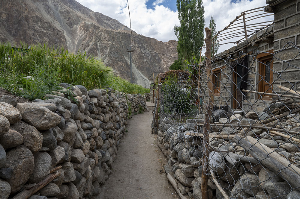 Turtuk village landscape with Balti houses and apricot orchards