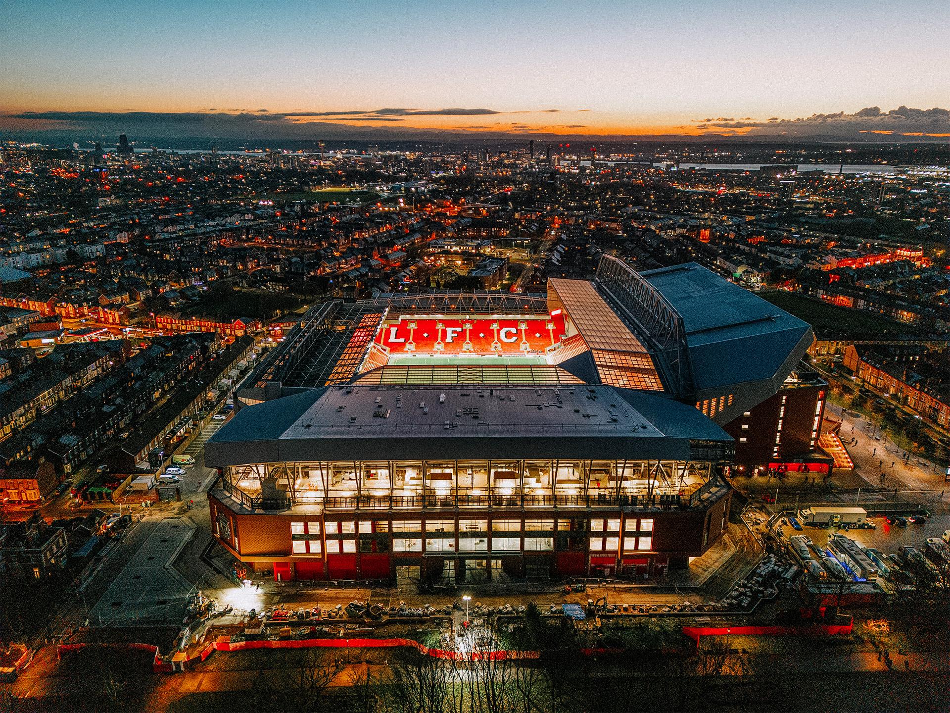 Aerial view of Liverpool City Centre showcasing the Royal Albert Dock and waterfront