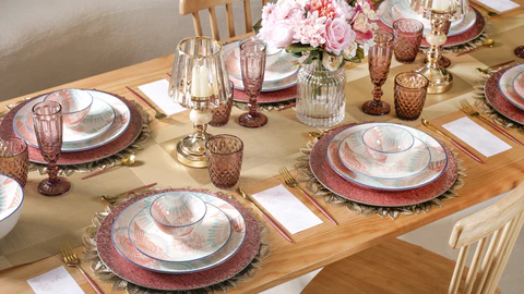 Traditional Mizo dining setup with communal eating arrangement