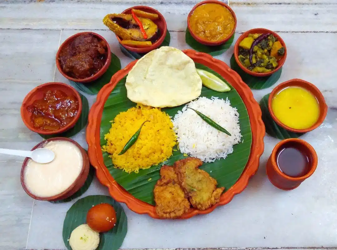 Traditional Bengali thali in Bishnupur