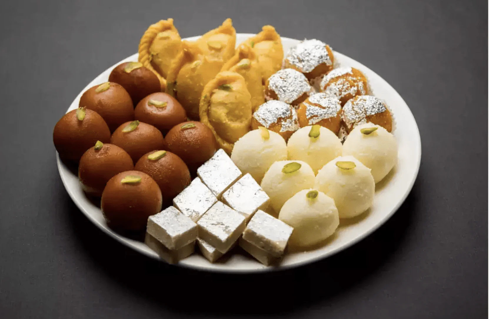 Traditional Indian sweets display