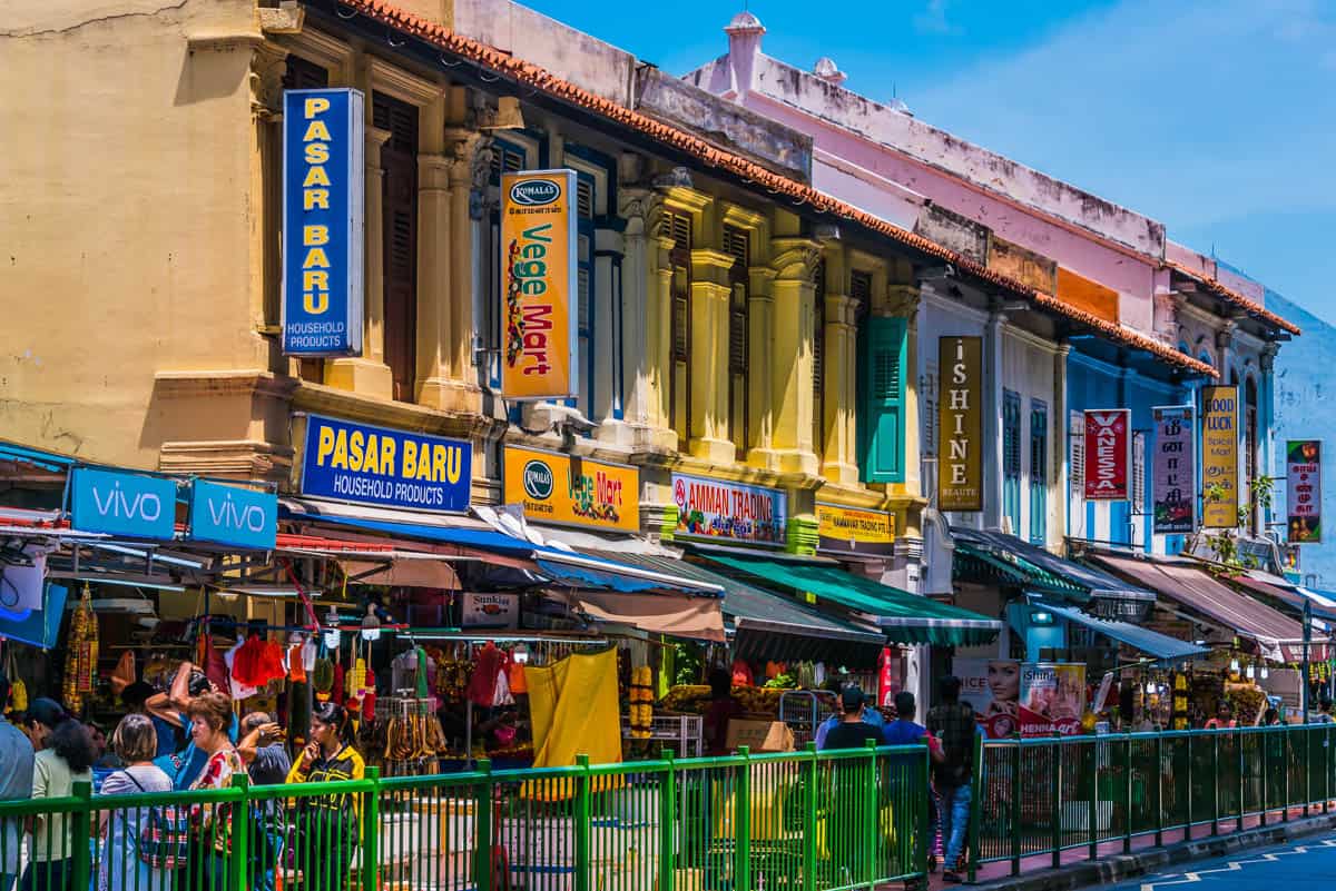 Colorful local market area in Little India Singapore