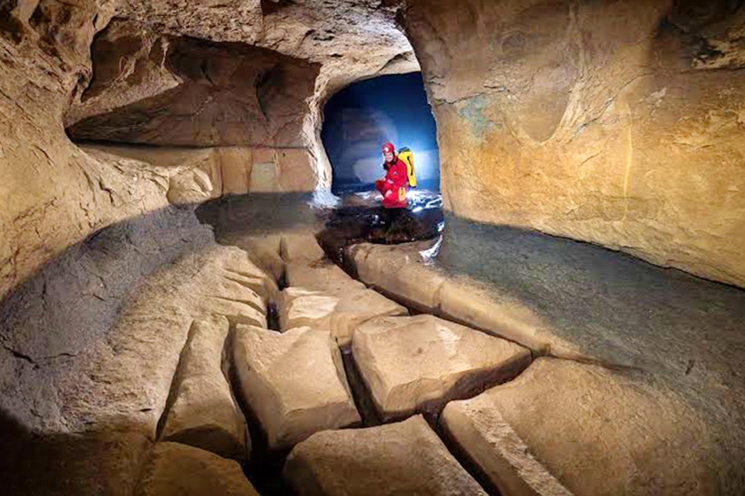 Sandstone formations inside long cave system Meghalaya