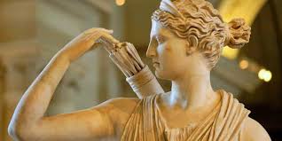 Classical sculpture gallery inside Louvre Museum Paris