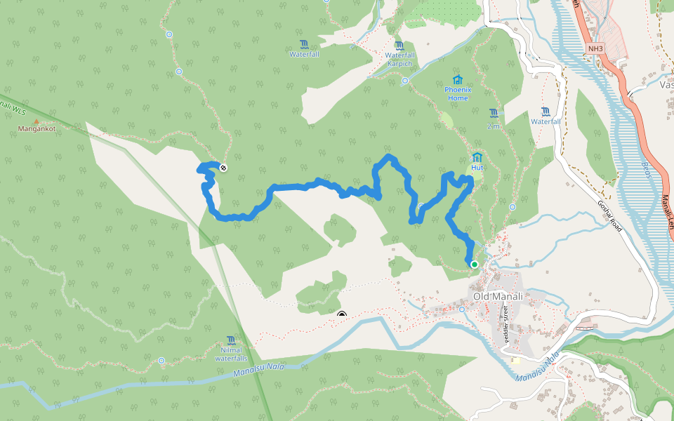 Location of Manu Temple in Manali