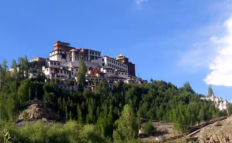 Monastery courtyard during Matho festival preparations
