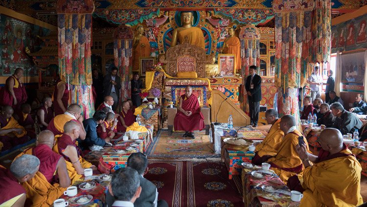 Prayer space and murals at Matho Monastery