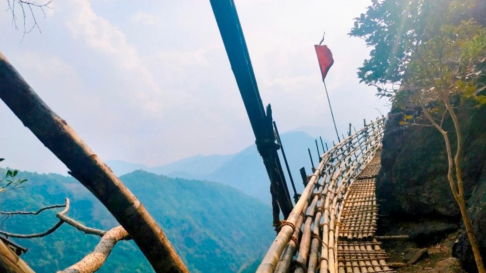 Scenic valley trail view during Mawryngkhang bamboo trek in Meghalaya