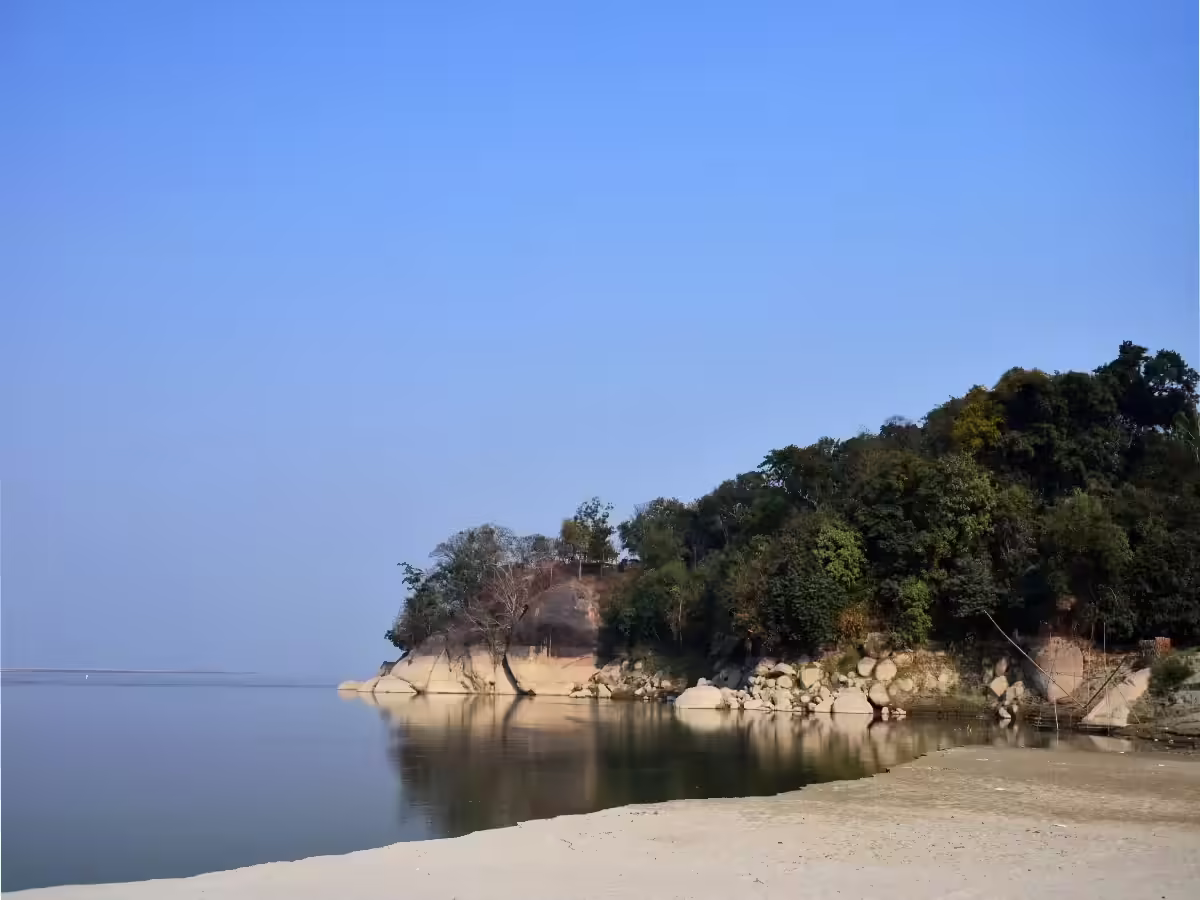 Brahmaputra River flowing near Mayong Village Assam with scenic views