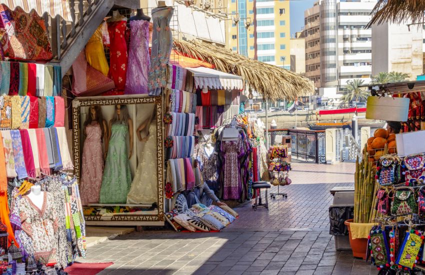 Textile and ethnic wear shops at Meena Bazaar Dubai