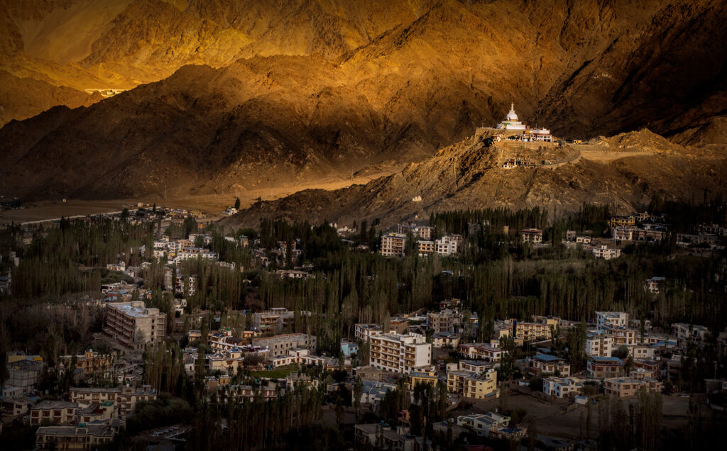 Evening mountain view around Ladakh monastery
