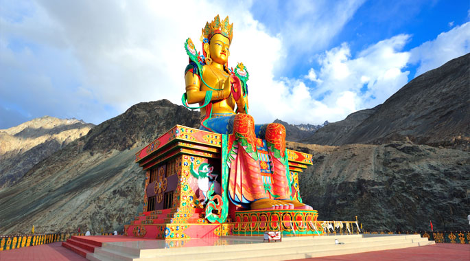 Hilltop monastery landscape in Ladakh