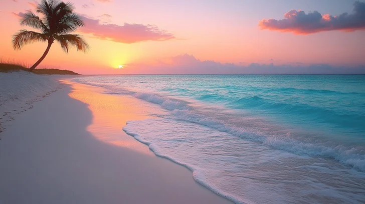 Tropical beach paradise with crystal clear water and white sand