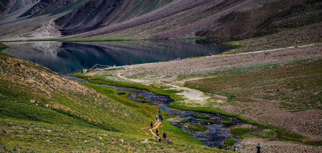 Trekking route near Chandra Taal in Spiti Valley