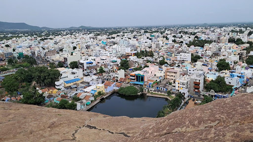 Namakkal city overview with hill and temple landscape