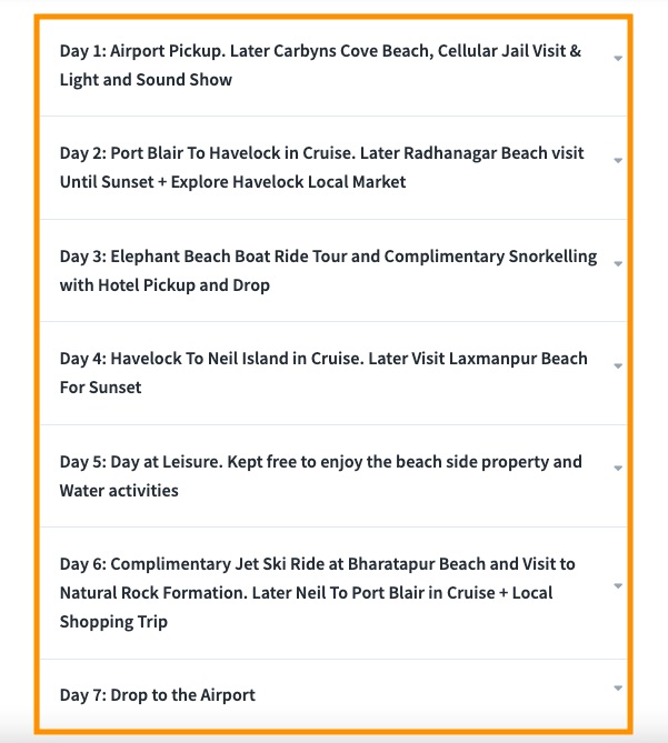 One-day and two-day itinerary template for Neil Island Andaman
