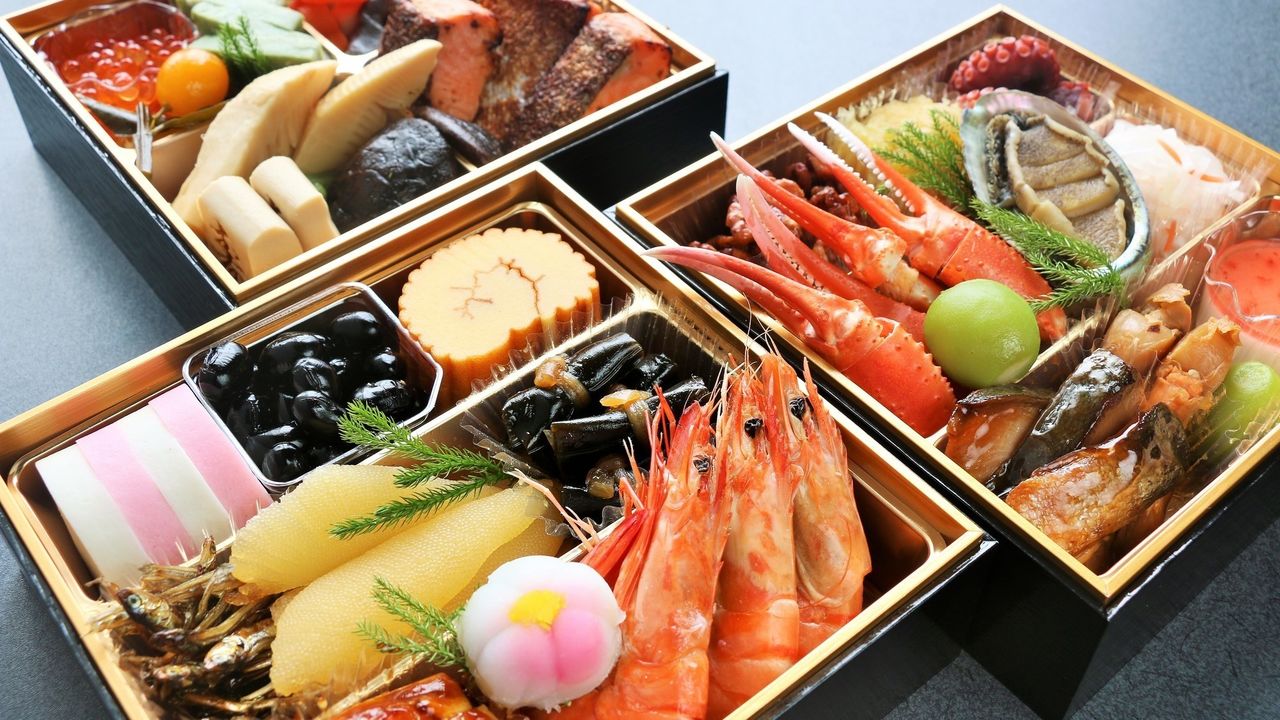 Traditional osechi ryori box dishes for Japanese New Year