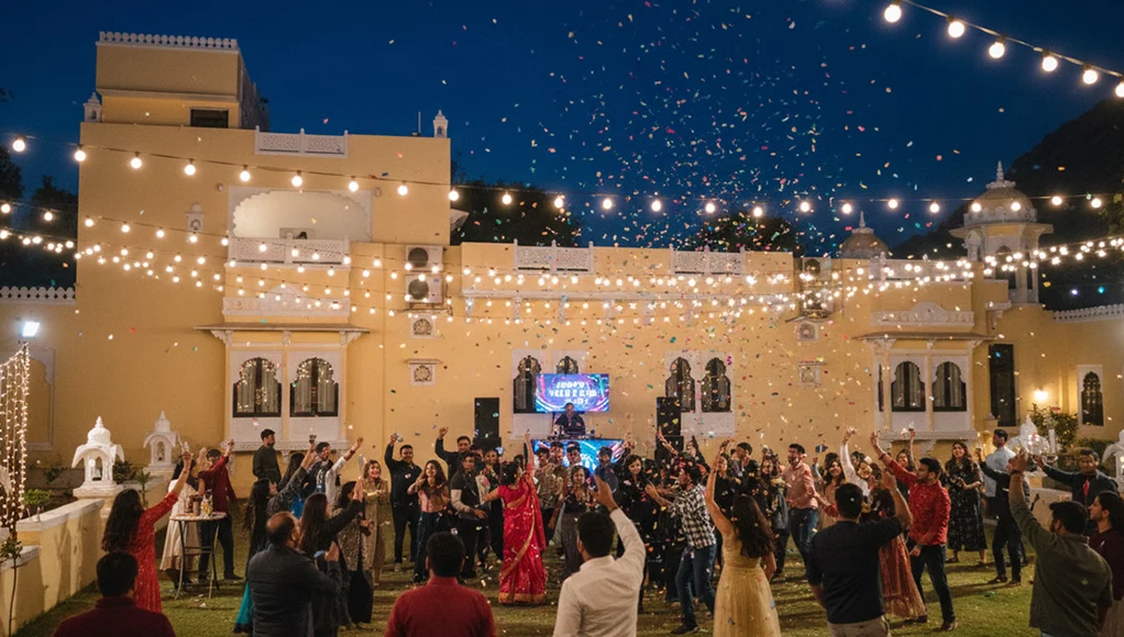 New Year gala dinner and live music celebration in Udaipur