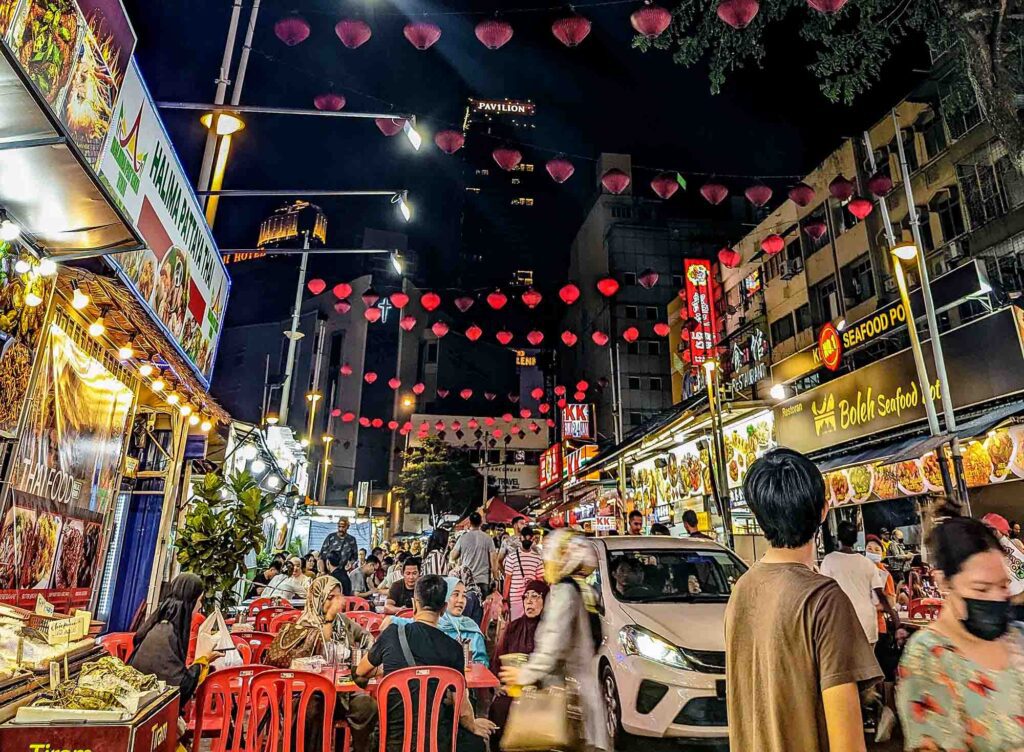 Busy nightlife streets in Bukit Bintang and Changkat Kuala Lumpur