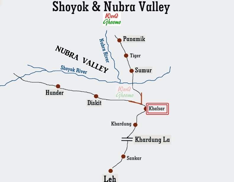 Scenic road view on Leh to Nubra Valley route