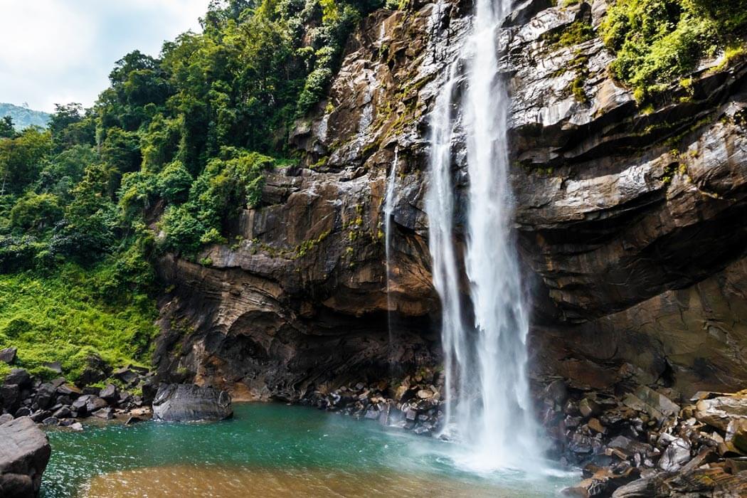 Scenic waterfall and highland views near Nuwara Eliya