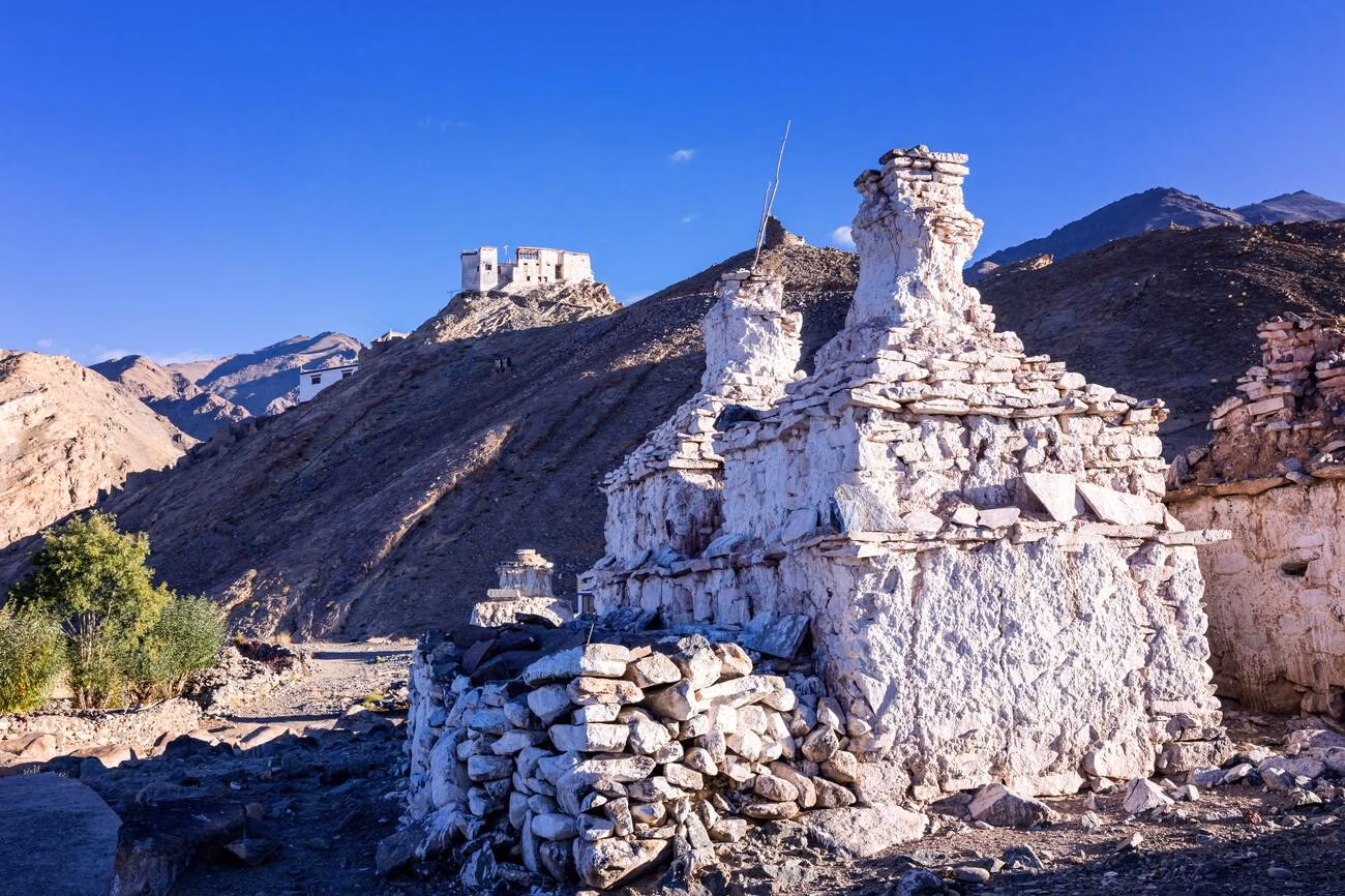 Nyoma Monastery with mountains