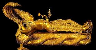 Sacred reclining Vishnu deity at Padmanabhaswamy Temple