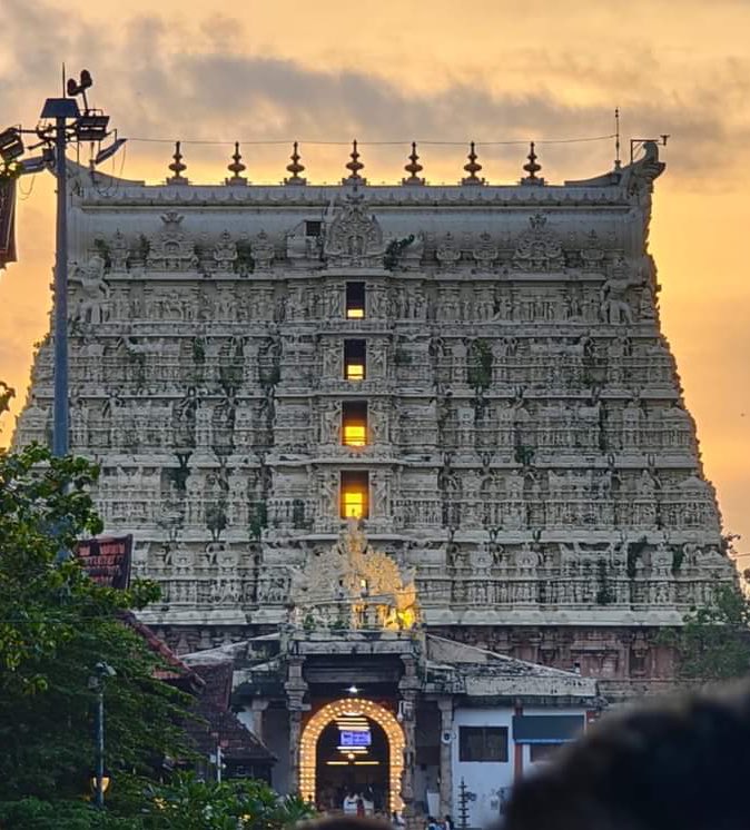 Magnificent seven-tiered gopuram of Padmanabhaswamy Temple