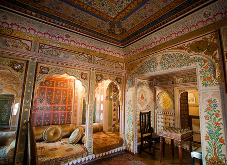 Interior decorative hall at Patwon Ki Haveli Jaisalmer