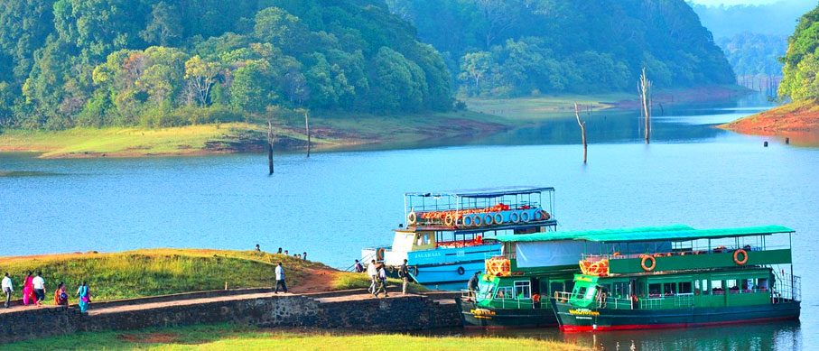 Boat safari on Periyar Lake viewing wildlife