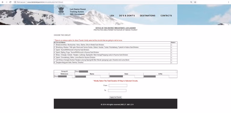 Permit checkpoints and route map for Pangong and Nubra sectors