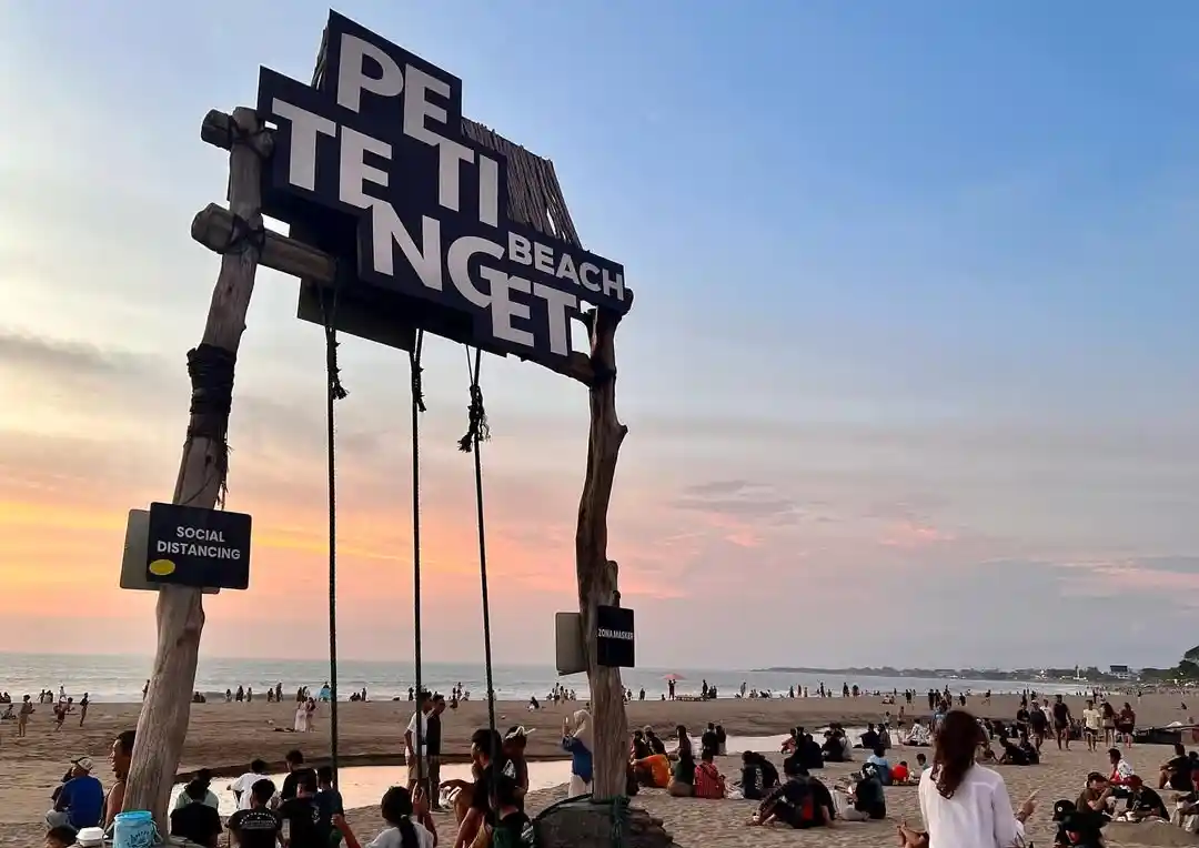 Sunset atmosphere at Petitenget Beach Bali