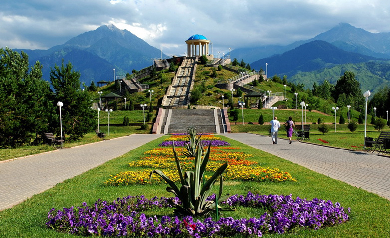 Tree-lined park and urban nature photography spot in Almaty