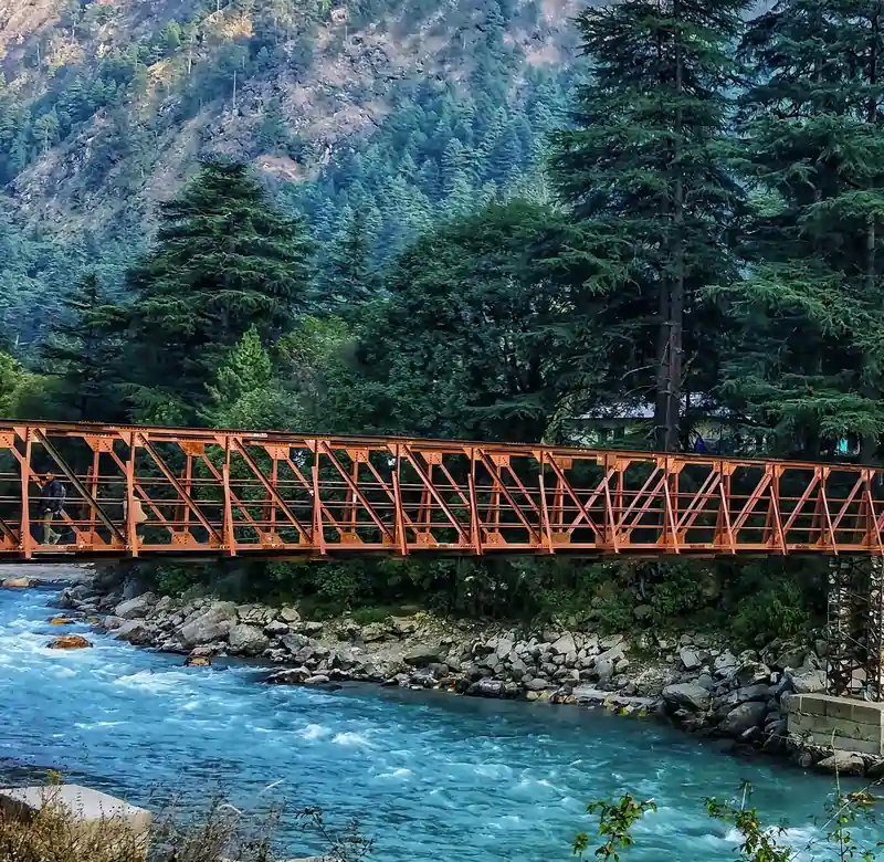 Sunset view from bridge in Kasol