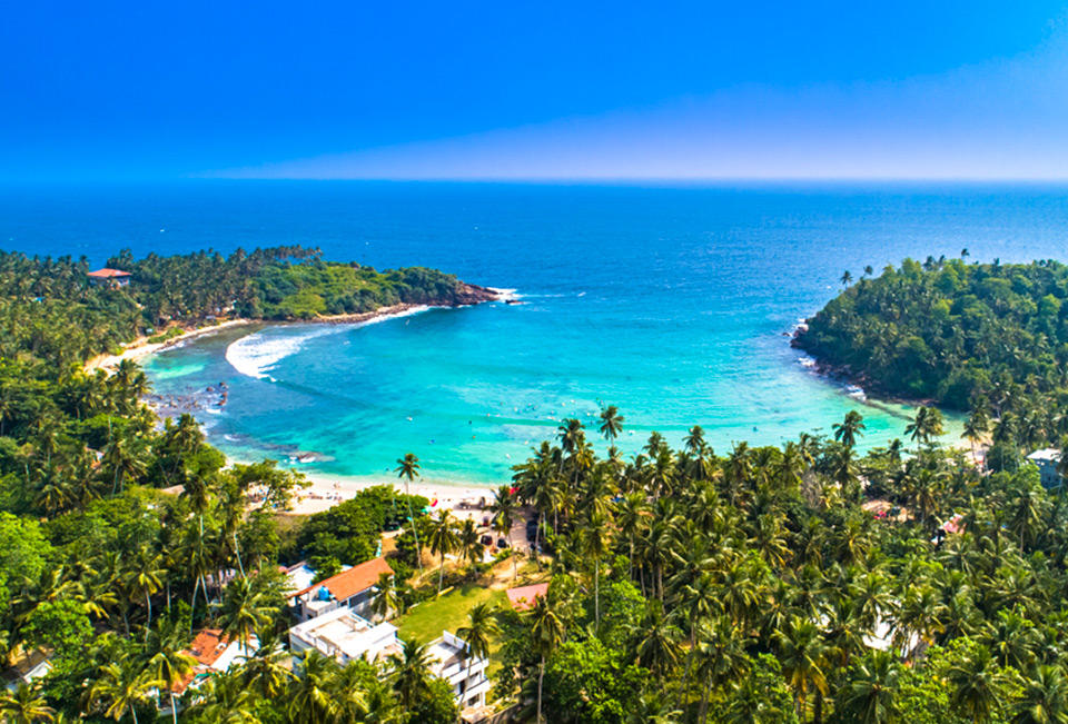 Golden sand beach on Sri Lanka south coast