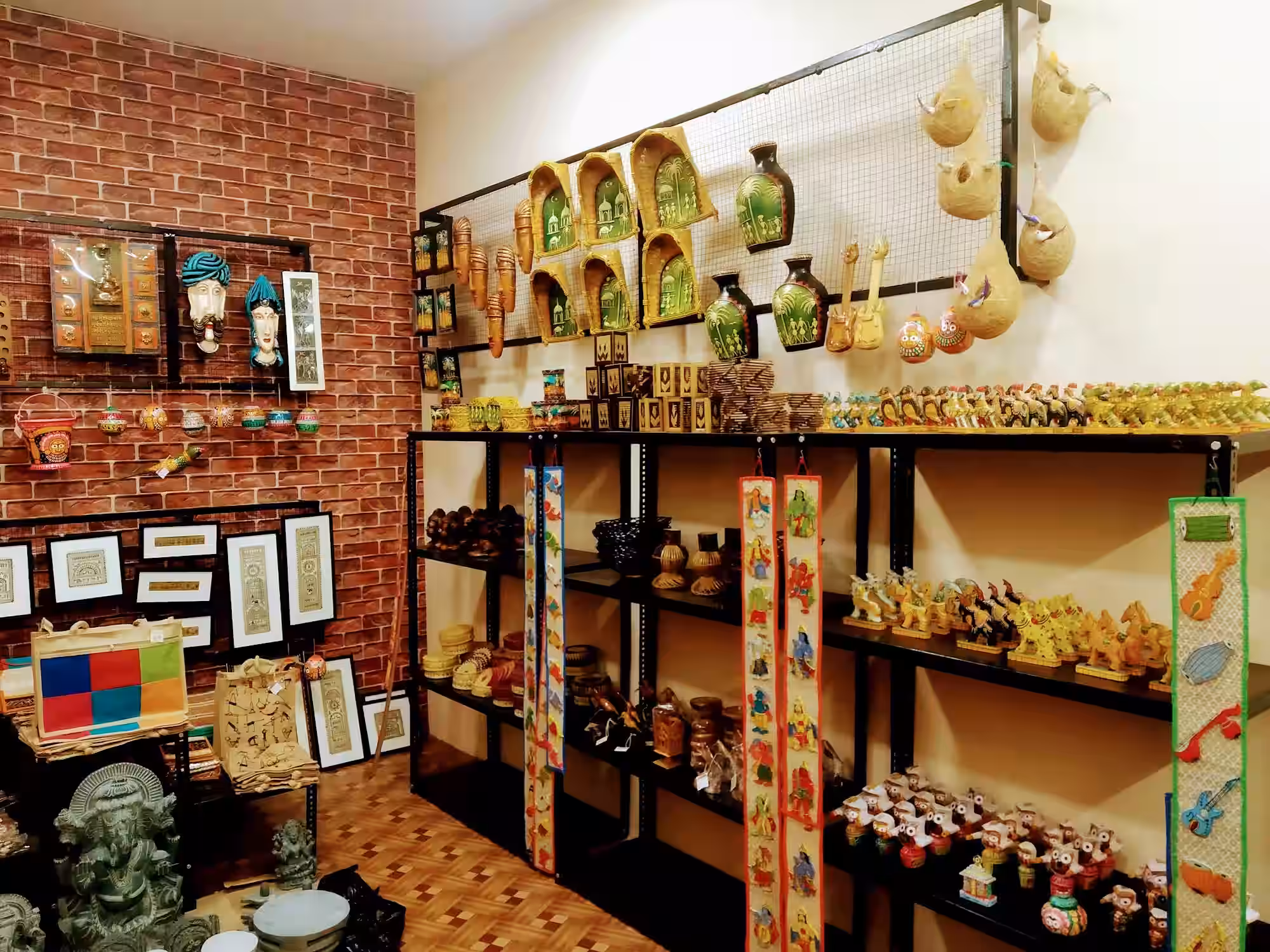 Handicraft and textile stalls in Bhubaneswar shopping zone