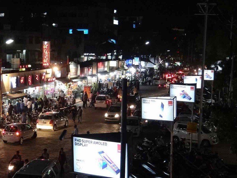 Chappan Dukan food street in Indore during evening hours