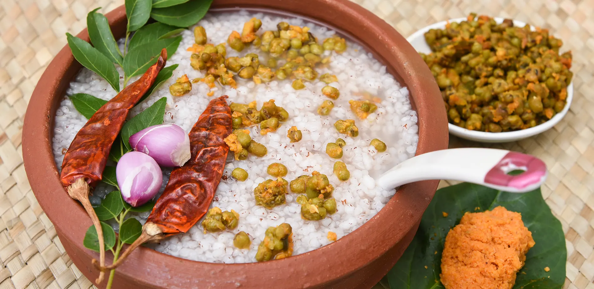 Kerala breakfast spread with appam, puttu and curry