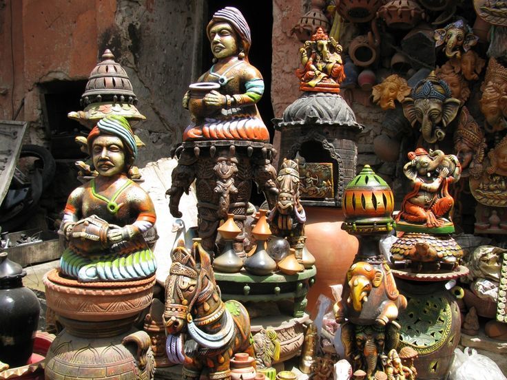 Rajasthani handicrafts and textiles displayed in Pushkar market