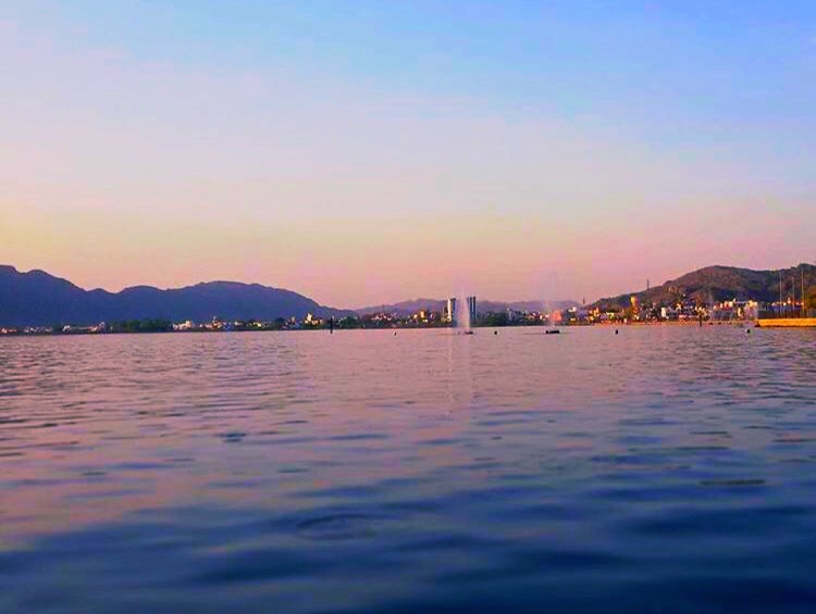 Sunset and promenade view at Ana Sagar Lake Ajmer