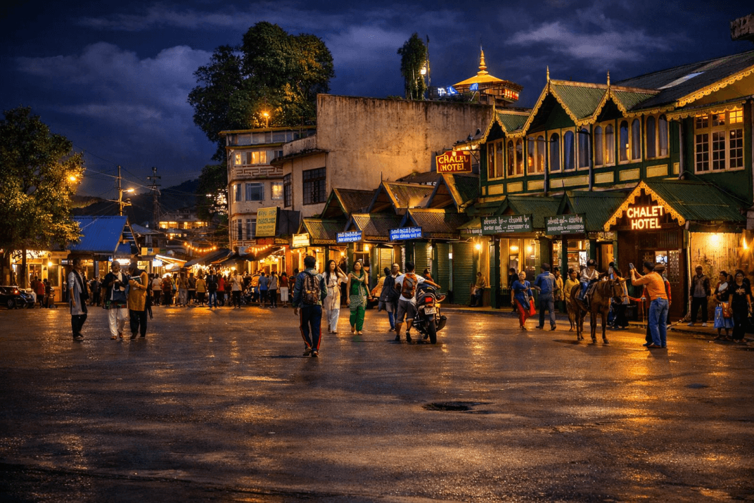 Evening local market scene in West Bengal