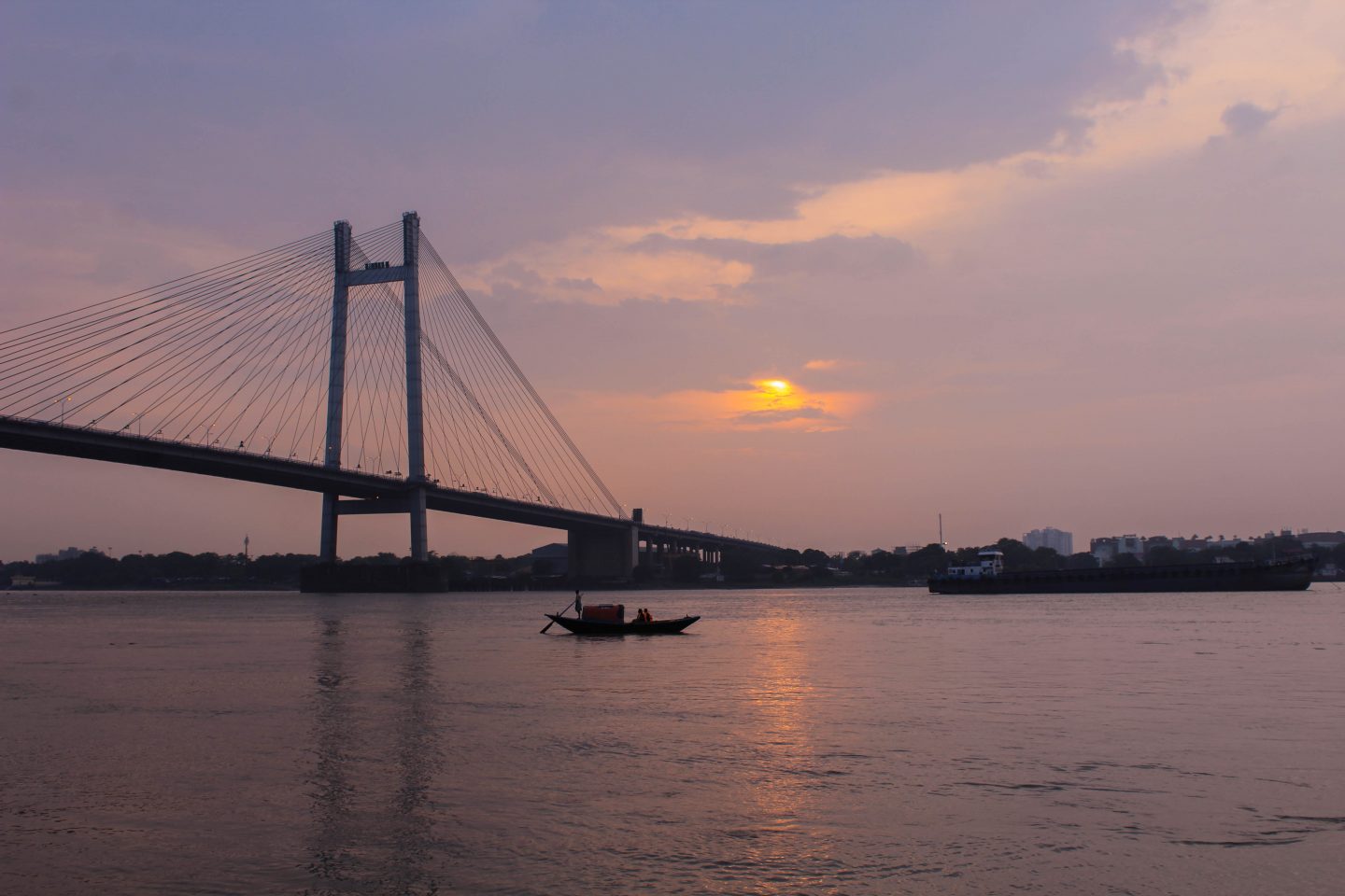 Sunset at Kolkata riverfront in West Bengal