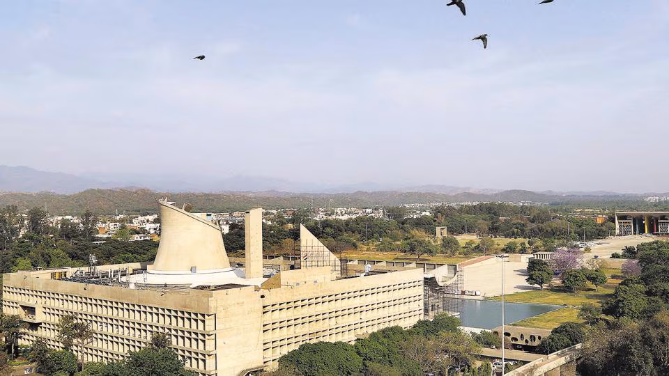 Architectural perspective view of Chandigarh Capitol Complex